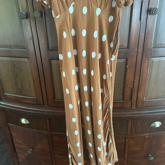 A New Day Brown Puff Sleeve Wrap Maxi Dress - Picture 2 of 4